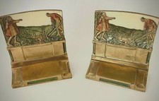 The Pioneers Pompeian Bronze Bookends Circa 1925
