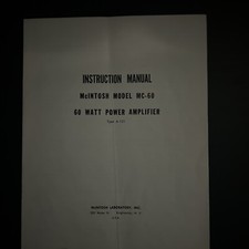 Vintage Original McIntosh MC60 Manual, NEW