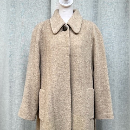 Jaeger Elegant Long Tan Wool Warm Coat - Picture 3 of 13