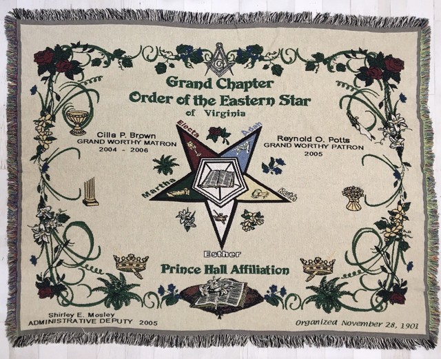 Grand Chapter Order of the Eastern Star Virginia Masonic Woven Tapestry