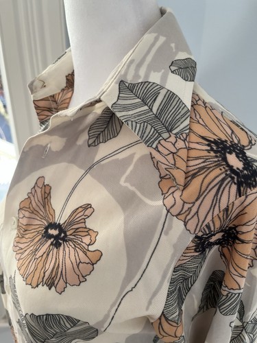Vintage Braxton 70’s Long Sleeve Button Down Disco Flower Shirt S M Unisex Nylon - Picture 8 of 13