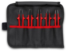 Knipex 92 00 04, 5 Pc Stainless Steel Tweezer Set in a Tool Roll-1000V Insulated