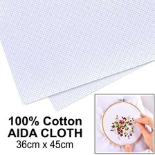 SEW EASY White Cross Stitch Aida Cloth 14 Count 100% Cotton Fabric 36x45cm