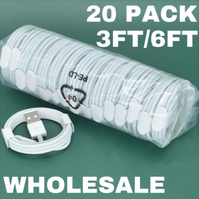 1/20Pack Bulk Lot 3/6FT Charging Cable For iPhone 14 13 12 11 X USB Charger Cord