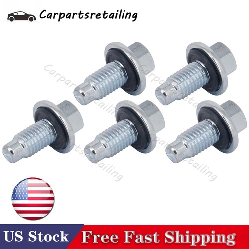 5x 11562588 Engine Oil Pan Drain Plugs with Seal O-rings For GM Buick Cadillac - Picture 4 of 12