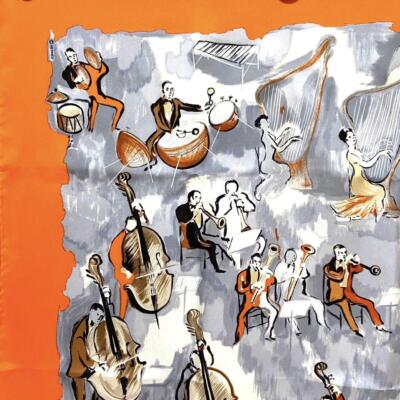 HERMES Silk Scarf Carre 90 Concerto Music Pole Beauty Masterpiece