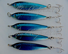 5 Pieces 6.5oz Mega Live Bait Metal Jigs Saltwater Lures Holograph Blue Silver 