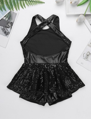 UK Girls Jazz Modern Ballroom Dance Tutu Dress Shiny Sequins Leotard Dancewear - Picture 13 of 180