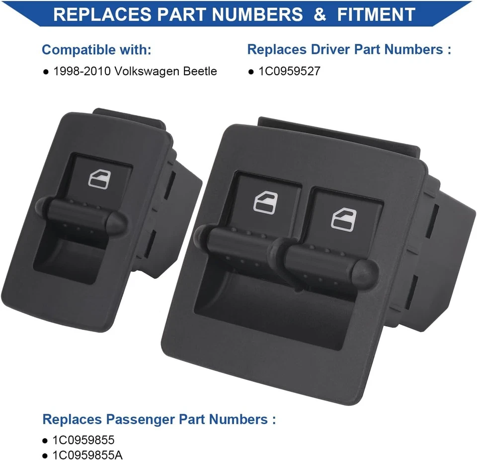 Driver Passenger Window Switch Control for 1998-2010 Volkswagen Beetle OrangeLED Foto 4 de 4