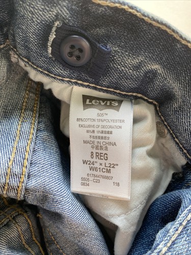 Levi’s 505 Regular Fit Boys Jeans Size 8 Reg 24x22/adjustable Medium Wash - Picture 5 of 8