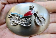 Vtg MOTORCYCLE Belt Buckle ART Turquoise Inlay Chopper Outlaw MC Silver RARE VG 