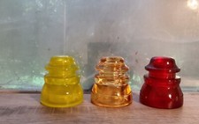 Fall Colors Vintage Glass Insulators Colorized Yellow Orange & Red Antique Glass