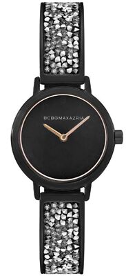 BCBGMAXAZRIA BG51000006 Women's Black With Crystallized Bracelet Watch