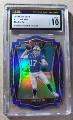 2020 Panini Select Blue Die Cut Prizm Prizm Josh Allen CGC 10 Buffalo Bills #121
