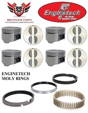 Chevy Chevrolet 305 5.0 Enginetech Flat Top Pistons And Moly Piston Rings 80-89
