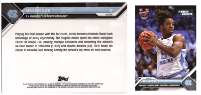ARMANDO BACOT 2024 BOWMAN U NOW CARD 20 NORTH CAROLINA TAR HEELS MARCH MADNESS