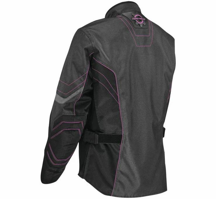 Jaqueta de motocicleta FirstGear Contour carvão/rosa têxtil feminina tamanhos SM & MD - Imagem 2 de 2