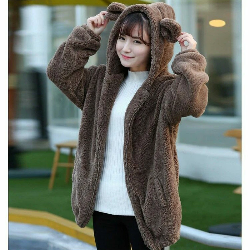 Bear Hoodie Ears Japanese Korean Sweatshirt Jacket Clothing Cute Sweet  Harajuku