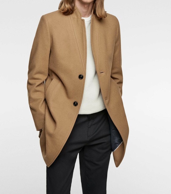 zara men's camel overcoat