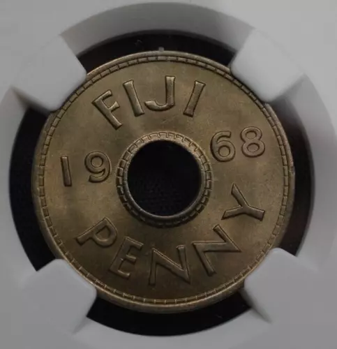 1968 FIJI PENNY NGC MS67 Top Pop! Queen Elizabeth II  KM# 21