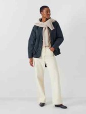 John Lewis Short Waxed Cotton Jacket, Dark Navy, Uk16, Rrp £129 - Bnwt
