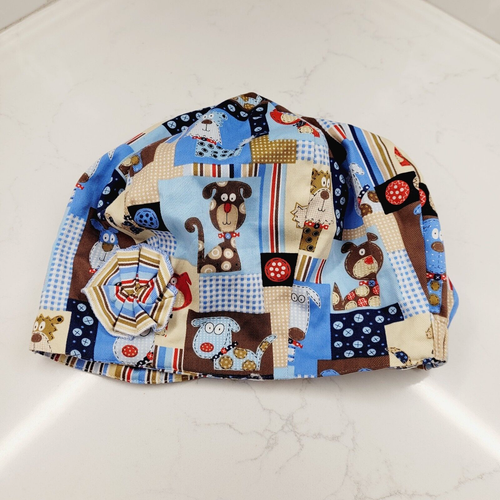 Medical Dog Print Stripe REVERSIBLE Scrub Cap Surgery Hat Scrub Savvy - Picture 9 of 15