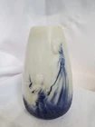 Vintage Delft Blue Milk Glass With Woman & Boy With Sailboat  Vase