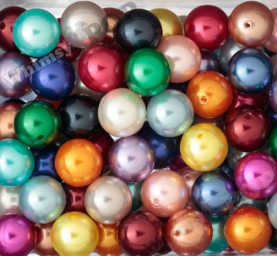 20mm Pearl Metallic Bubblegum Beads, 24 Beads Per Pack, Colorful Chunky Beads