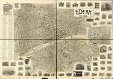 16" x 24" 1901 Map of Elmira, New York Elmira