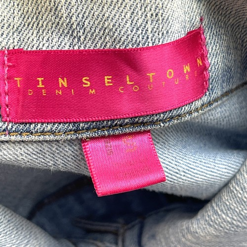 Tinseltown Denim Couture Washed Button Up Fashion Denim Jacket Women’s Size S - Picture 12 of 17