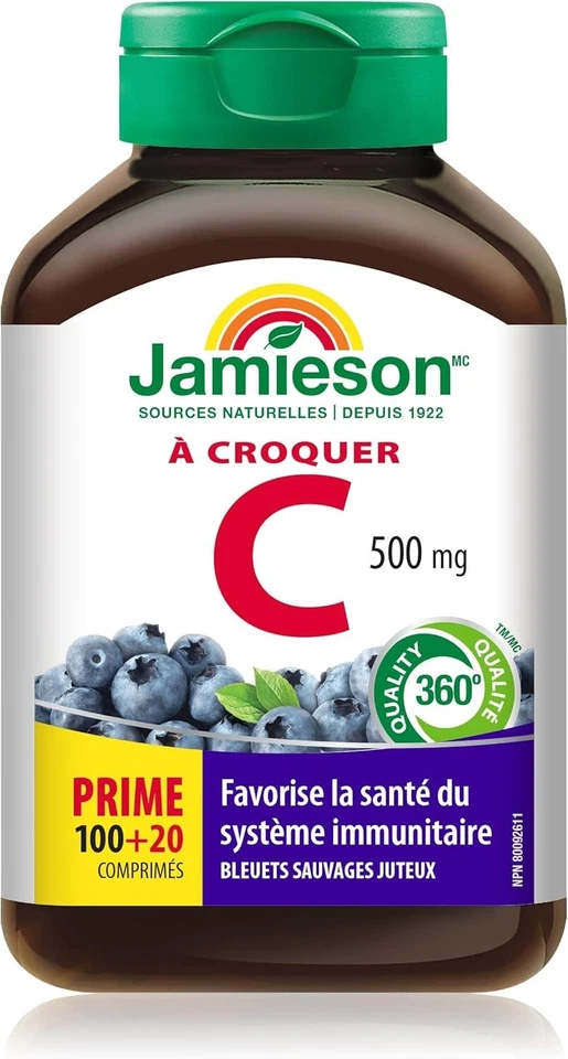 Jamieson - Chewable Vitamin C - 500 mg - Wild Blueberry - 120 Count - Image 2 of 4