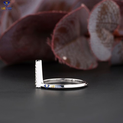 0.094 TDW Round Cut Moissanite Ring 10k White Gold Labstone EF Color VS Clarity - Picture 3 of 5