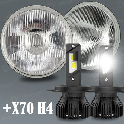 Universal 2PCS 7"Inch Conversion Headlights+200W LED H4 Bulb For Jeep ...