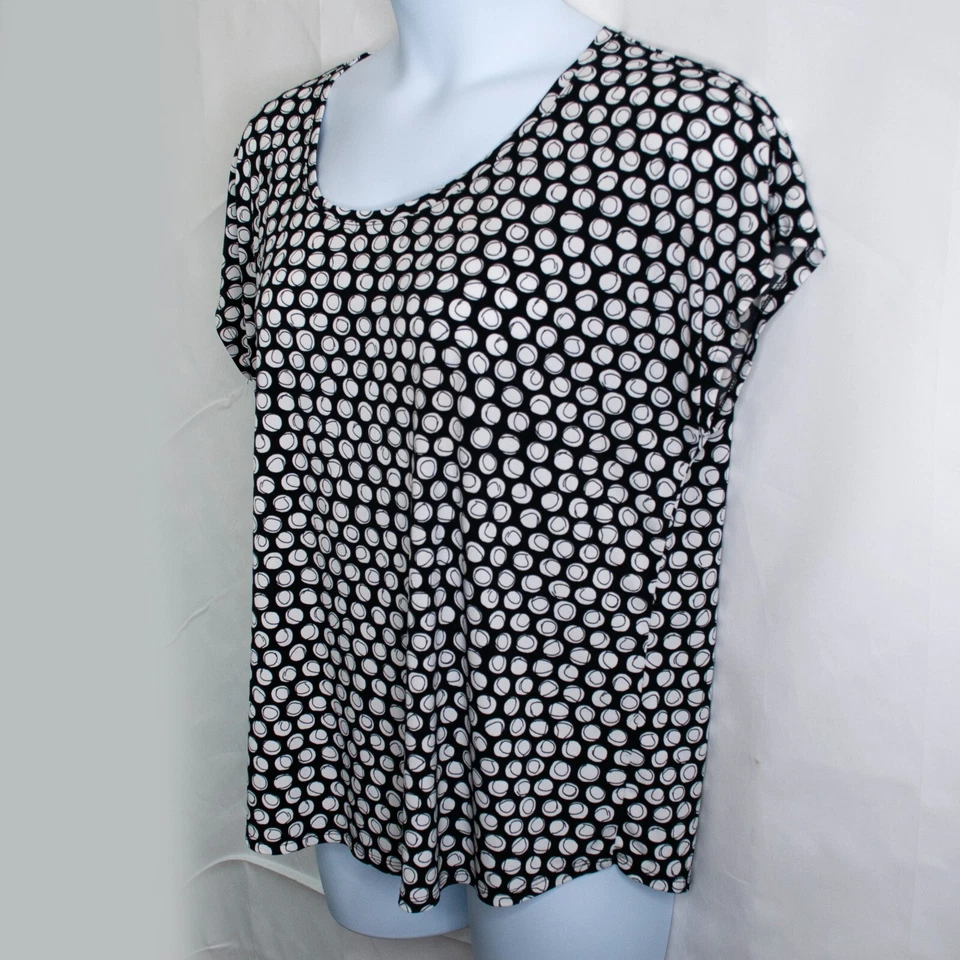 Chicos Sz 3 Circle Print Top Womens Large L Short Sleeve Jersey Knit Casual X07X - Image 2 of 4