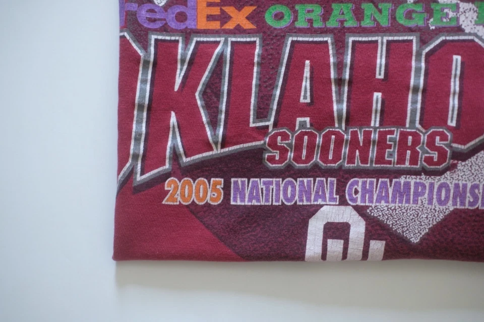 STARTER NCAA VTG Y2K OU OKLAHOMA SOONERS FOOTBALL CHAMPIONSHIP T SHIRT SZ L 2005 - Image 4 of 4