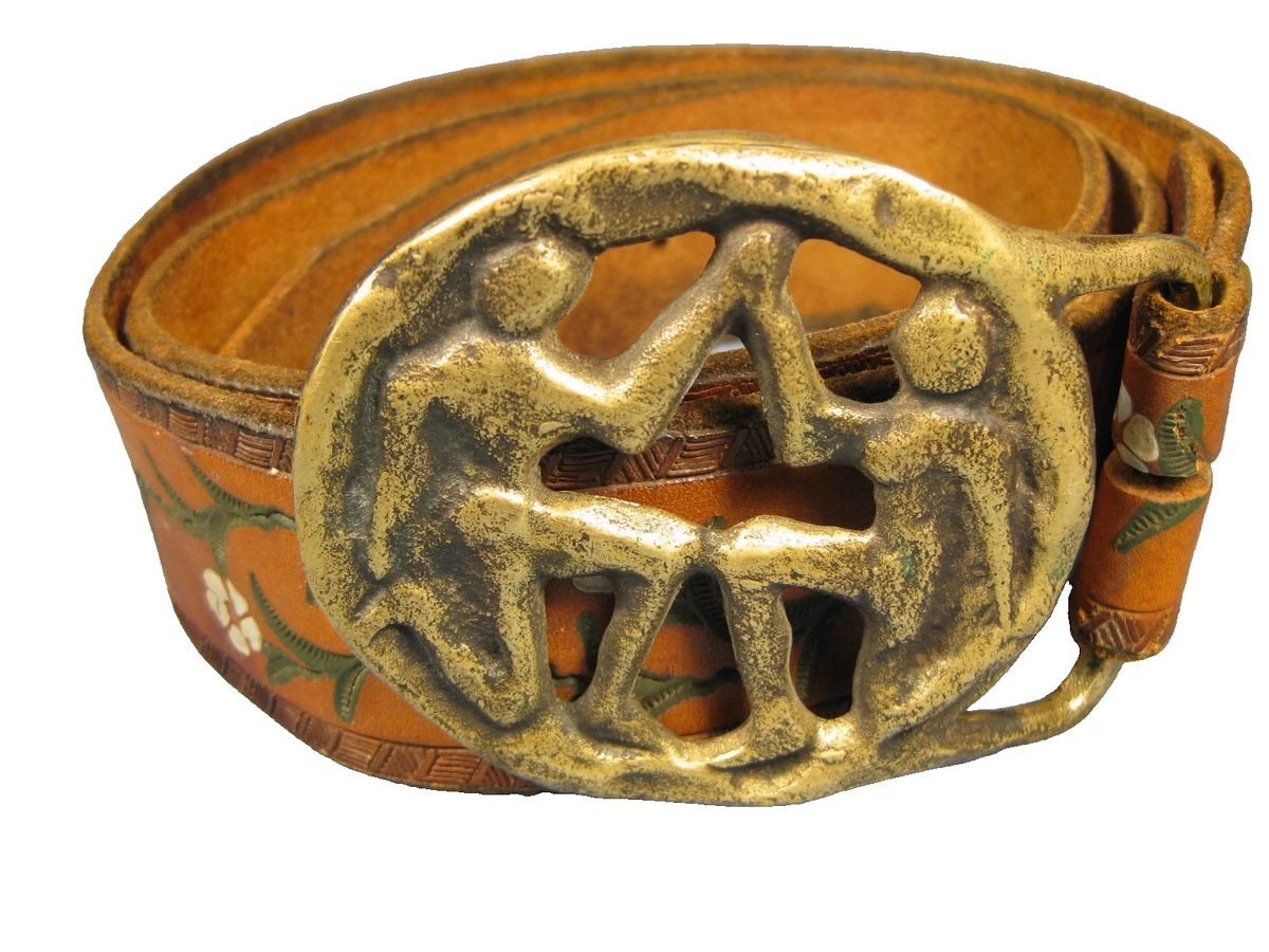 Vintage 80s Hammered Brass Slide Belt Buckle Made In India Boho Statement Ethnic/Peasant Vintage Brass Belt Buckles for sale | eBay main image 2