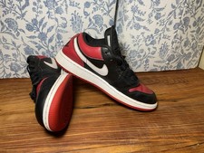 Nike Air Jordan 1 Low GS Bred Toe Shoes Black Red White 553560-066 Youth 4.5Y