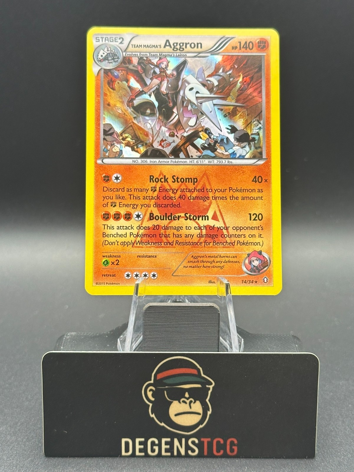 Team Magma's Aggron 14/34 Double Crisis Holo nm