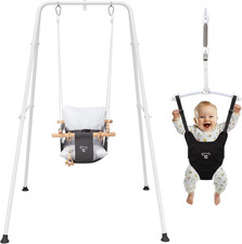 2-In-1 Baby Jumper  Swing - Foldable Stand, Stable Toddler Swing Set for Indoor
