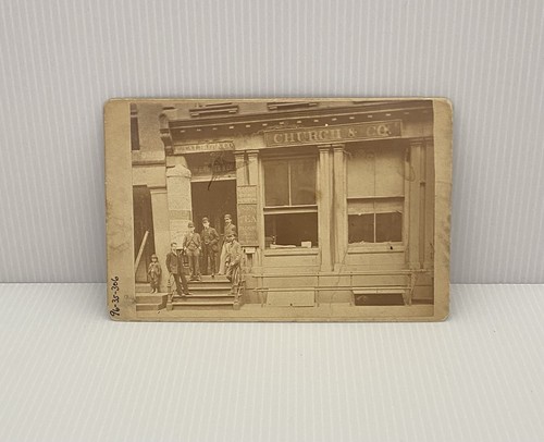 Antique Photograph of Gentlemen outside a Storefront 1800's Cabinet Card Photo
