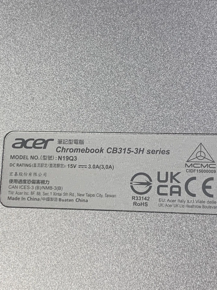 Acer Chromebook 15"" CB315-3H n19q3 *PARA REPUESTOS SIN PROBAR* Foto 4 de 4