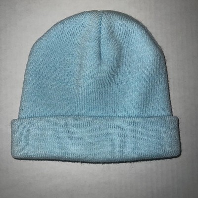 Light Blue Knit Beanie Hat Cuffed Winter Cap Unisex Streetwear One Size