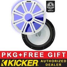 KICKER KM104 MARINE/BOAT 10" SUBWOOFER SUB 4-OHM W/LED GRILLE GRILL WHITE