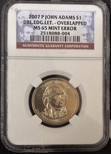 2007 P Error - John Adams Dbl Edge Lettering - Overlapped NGC MS 65