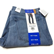 Calvin Klein Light Wash Straight Jeans Cotton Blend NWT Mens 36W X 34L
