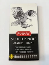Professional Drawing Sketching Pencil Set, 12 Pieces Graphite Pencils(14B - 2H),