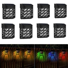 Solar Power Fence Lights Deck Door Wall Stair Step RGB LED Outdoor Garden Lamp