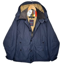 Barbour Ventile Endurance Showerproof Jacket Navy Blue Large Hooded Cotton Coat