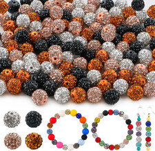 120Pcs Mixed Color 10Mm Rhinestone Beads for Jewelry Making, Black White Peach r