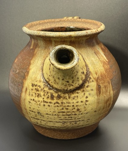 RUSTIC STUDIO POTTERY TEAPOT SUGAR CREAMER SET SIGNED COPPERY BROWNS DRIP GLAZE - Picture 18 of 18